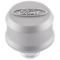 Ford Performance Parts Valve Cover Breather Slant Edge Aluminium Push-in Round Gray for Ford Oval Logo 2.500 in. Diameter 1.220 in. Hole Size 
