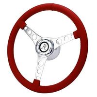 Flaming River Steering Wheel Vette 6 Bolt Laser Polished Aluminium 15in. (Red Leather)