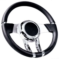 Flaming River Black Waterfall Steering Wheel 13.8" Diameter, 6 Bolt FR20150