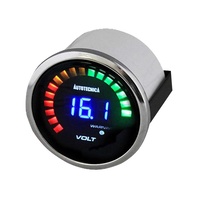 Autotecnica Electronic Voltmeter Volt Gauge LCD Digital Dual Display Black 52mm GLDV