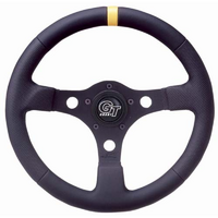 Grant 13" Pro Stock Steering Wheel Black 3 Spoke, Black Perforated with Black Accent. 3" Dish