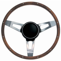 Grant 15" Classic Nostalgia Steering Wheel Matte 3 Spoke, Hardwood Grip, Walnut Finish. 1-3/4" Dish