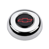 Grant Chrome Horn Button Suit Classic & Challenger Steering Wheels With Red Bowtie Emblem