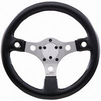 Grant 13" Performance GT Steering Wheel Silver Anodized 3 Spoke, Black Diamond Vinyl Grip With 2 Holes For Buttons