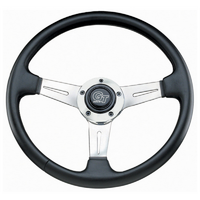 Grant 14" Elite GT Steering Wheel Polished Alloy 3 Spoke, Hand Stitched Leather Grip. 3-3/4" Dish