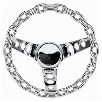 Grant 10" Classic Chain Steering Wheel Chromed 3 Spoke, Chrome Chain Grip. 5-1/2" Dish