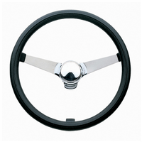 Grant 14-3/4" Classic Series Steering Wheel Chrome 3 Spoke, Black Vinyl Grip. 3-1/2" Dish