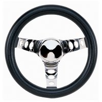 Grant 10" Classic Series Steering Wheel Chrome 3 Spoke, Black Vinyl Grip. 5-1/2" Dish