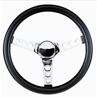 Grant 12-1/2" Classic Series Steering Wheel Chrome 3 Spoke, Black Vinyl Grip. 3-1/2" Dish
