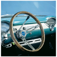 Grant 15" Classic GM Steering Wheel Brushed S/S 3 Spoke, Hardwood Grip. 4-1/8" Dish