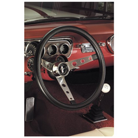 Grant 15" Classic Steering Wheel With Mustang Horn Button Brushed S/S 3 Spoke, Black Foam Grip. 3-3/4" Dish