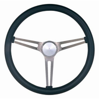 Grant 15" Classic GM Steering Wheel Brushed S/S 3 Spoke, Black Foam Grip. 4-1/8" Dish