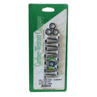 Gardener-Westcott Polished S/S Hex Intake Manifold Bolt Set Suit SB Chev With Bowtie Logo Pre-86