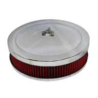 Autotecnica Universal 14" Carburetor Air Filter Chrome Top Recessed Base HFL14C