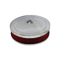 Autotecnica Universal 9" Carburetor Air Filter Chrome Top Flat Base HFL9C