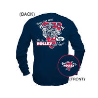 Holley T-Shirt Long Sleeve Cotton Double Pumper Logo Blue Men's Small HL10015-SMHOL