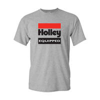 Holley T-Shirt Short Sleeve Gray Equipped Logo Men's Large HL10022-LGHOL