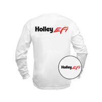 Holley T-Shirt Long Sleeve Cotton White EFI Men's Large HL10043-LGHOL