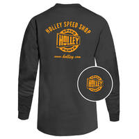 Holley T-Shirt Hanes Beefy Long Sleeve Gray Speed Shop Men's Small HL10048-SMHOL