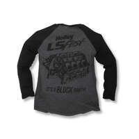 Holley T-Shirt Baseball Long Sleeves Block Party Grey/Black Men's Medium HL10120-MDHOL