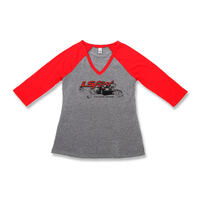 Holley T-Shirt Long Sleeve LS Fest Baseball Cotton Ladies' Large Cotton Red/Gray HL10136-LGHOL