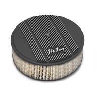 Holley Air Cleaner 14 in. Dia. 4 inch Height White Paper Satin Black Machined Cast Aluminum HL120-156