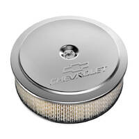 Holley Air Cleaner 14 in. Dia. 4 in. Height White Paper Polished Cast Aluminum w/ GM Bowtie Logo HL120-215
