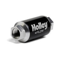 Holley Fuel Filter Inline Billet Aluminium Stainless Mesh 100 Microns 100 GPH 3/8 in NPT Female Threads HL162-551