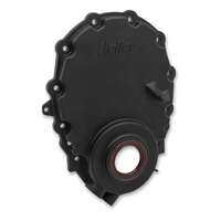 Holley Vortec/Small Block Timing Chain Cover w/Crank Sensor provision Black Finish w/ logo (EFI) HL21-153