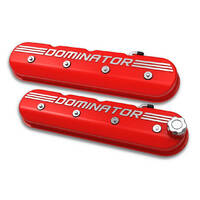 Holley Valve Cover Dominator Tall Height GM LS Engines Cast Aluminum Gloss Red Pair HL241-121