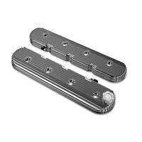 Holley Valve Cover Vintage Series Finned Standard Height GM LS Engines Cast Aluminum Polished Pair HL241-131