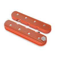 Holley Valve Cover Vintage Series Finned Tall Height GM LS Engines Cast Aluminum Factory Orange Pair HL241-141