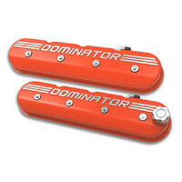 Holley Valve Cover Dominator Tall Height GM LS Engines Cast Aluminum Factory Orange Pair HL241-162