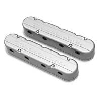 Holley Valve Cover Chevrolet Script 3.75 in. Height GM LS Engines Cast Aluminum Natural Pair HL241-175