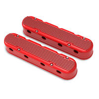 Holley Valve Cover Finned 3.75 in. Height GM LS Engines Cast Aluminum Gloss Red Pair HL241-184