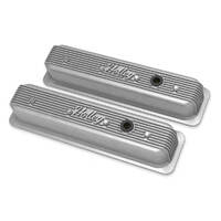 Holley Valve Cover Finned 3.4 in. Height Small Block Chevrolet Cast Aluminum Natural Pair HL241-246