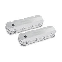 Holley Valve Cover Short Bolt BBC 3.500 in. Height Big Block Chevrolet Fabricated Aluminum Silver Pair HL241-280