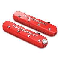 Holley Valve Cover GM Licensed Tall Height GM LS Engines Gloss Red Pair HL241-404