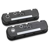 Holley Valve Cover M/T BBC Standard Height Big Block Chevrolet Cast Aluminum Satin Black Machined Pair HL241-85