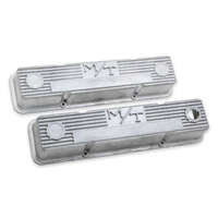 Holley Valve Cover 3.3 in. Height Small Block Chevrolet Cast Aluminum Natural Pair HL241-86