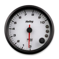 Holley Gauge Tachometer Stanalone Style Analog 0-10 000 RPM 3 3/8 in. White Face Electrical HL26-617W