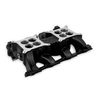 Holley Intake Manifold LS Dual Plane Aluminium Black Ceramic Coated Dual Square Bore Chevy 4.8 5.3 5.7 6.0L HL300-120BK