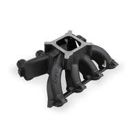 Holley Intake Manifold LS Split Design Carbureted Single Plane Aluminium Black 4-barrel Square Bore Chevy 4.8L 5.3L 5.7L 6.0L Cathedral Por HL300-256B