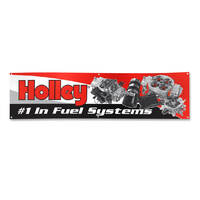 Holley Banner Vinyl Red Background #1 In Fuel Systems Logo 23 in W. x 96 L in. HL36-33