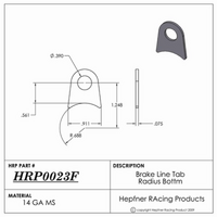 Hephner Brake Line Tab Suit -3 Bulkhead With Radius Bottom