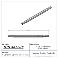 Hephner Polished Aluminium Radius / Swedge Rod 19" L X 1-1/8" O.D X 5/8"