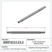 Hephner Polished Aluminium Radius / Swedge Rod 21.5" L X 1-1/8" O.D X 5/8"
