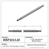 Hephner Polished Aluminium Radius / Swedge Rod 22" L X 1-1/8" O.D X 5/8"