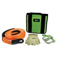 Hulk 4x4 Essential Recovery Kit 8000kg 9-Metre Snatch Strap Shackles Gloves