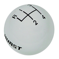 Hurst Replacement Shifter Knob Round White Plastic With Logo 4 Speed Manual